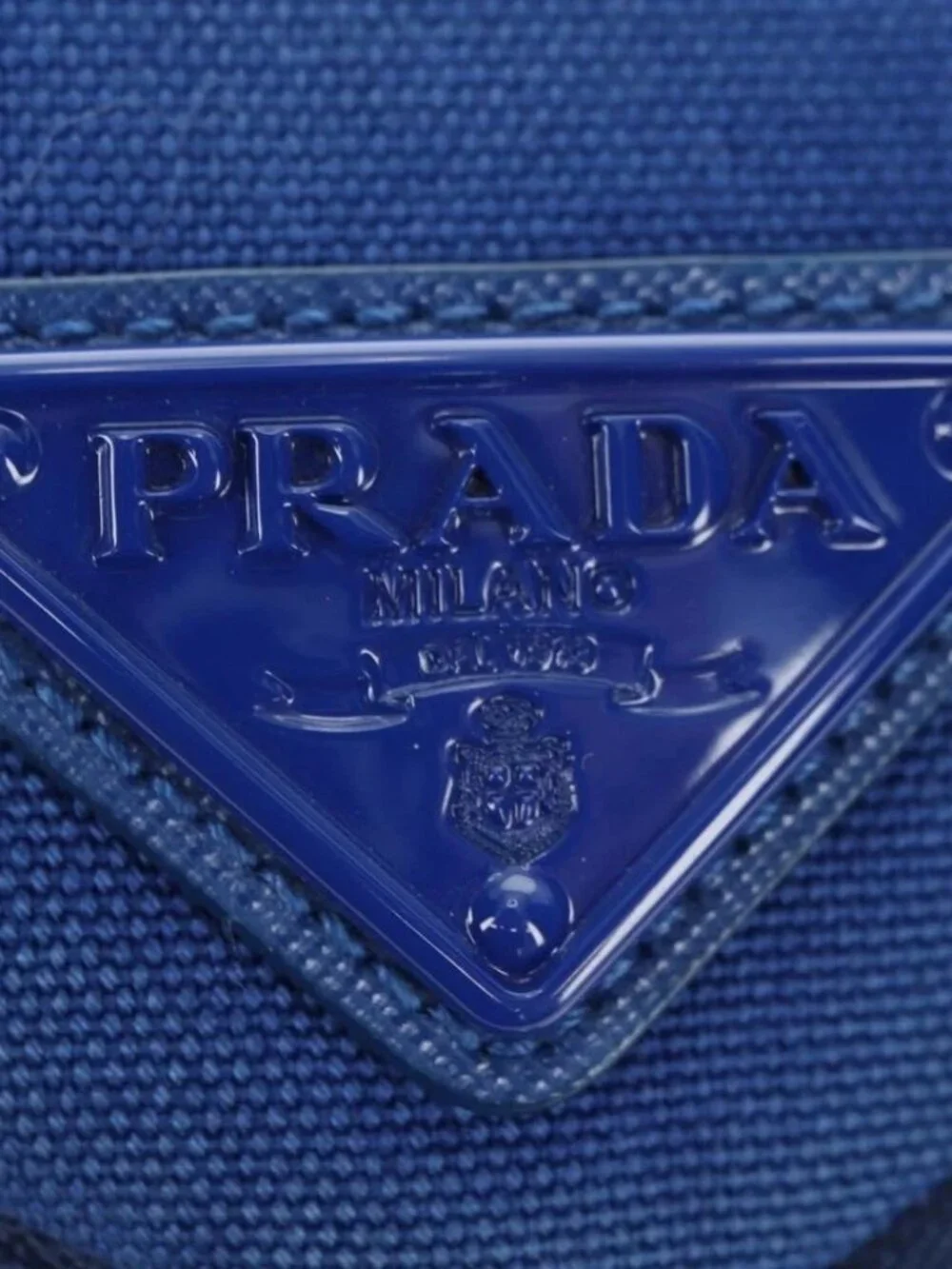 PRADA Shoulder Bag Canvas Blue Silver Auth